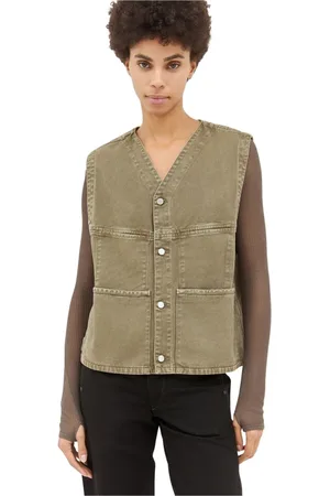 LEMAIRE Jacka, Dam, M, Denim, V-ringad väst i denim med fickor