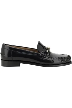 Salvatore Ferragamo Skor, Dam, 38 1/2 EU, Läder, Loafers i läder med metallspänne och blockklack