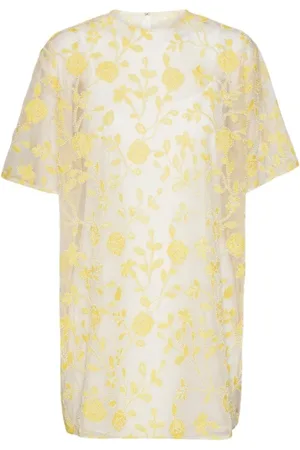 ROTATE Klänning, Dam, L, Polyester, Blomster Pärla Boxy Klänning Gul Print