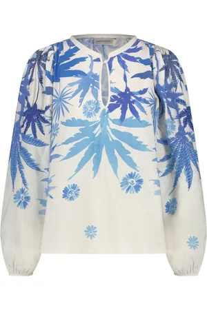 Fabienne Chapot Blusar & Skjortor , Dam, XS, Bomull, Tropical Blue Långärmad Topp