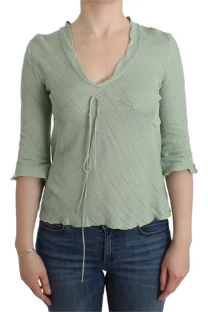 ERMANNO SCERVINO Blusar & Skjortor , Dam, M, Bomull, Grönstickad Topp - Vårelegans