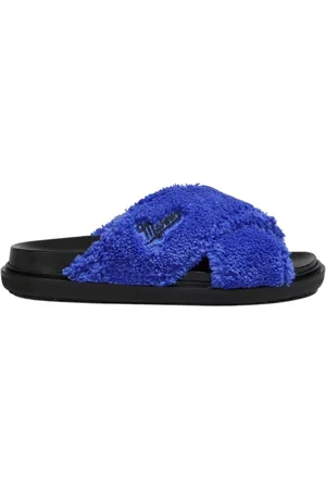 Marni Skor, Dam, 39 EU, Pälsfodrade Slippers med Korsdesign
