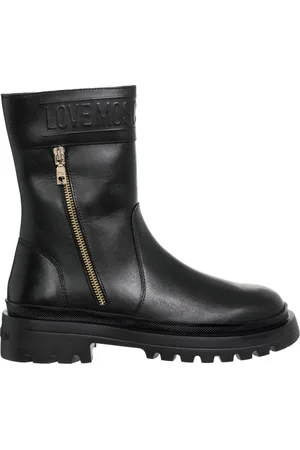 Moschino Skor, Dam, 36 EU, Läder, Ankelstövletter med dragkedja, enfärgad