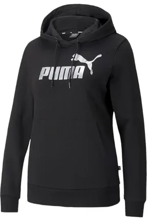 PUMA Sweatshirts & Hoodies, Dam, XS, Läder, Metallic Logo Hoodie TR, Svart