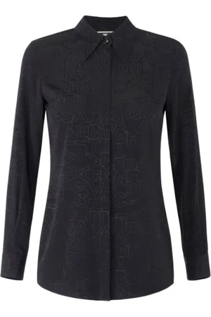 Elisabetta Franchi Blusar & Skjortor , Dam, L, Polyester, Georgette Jacquard Lettering Shirt