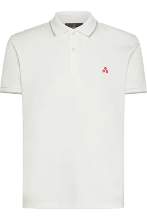 Peuterey Topp, Herr, 2Xl, Bomull, Vit Pikétröja med Broderad Logga