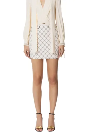 Elisabetta Franchi Kjol, Dam, L, Polyester, Diamond Print Crepe Skirt