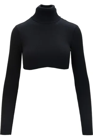 Elisabetta Franchi Stickade tröjor & koftor, Dam, M, Hög Hals Croppad Tröja