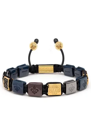 Nialaya Accessoarer, Herr, XL, Nylon, Keramiskt armband med platta pärlor