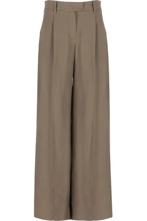 Brunello Cucinelli Byxor, Dam, 2Xs, Linne, Loose Pleated Pants