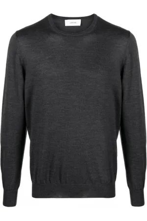 LARDINI Stickade tröjor & koftor, Herr, L, Charcoal Grey Wool Jumper