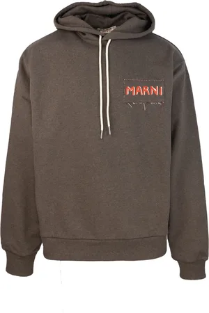 Marni Sweatshirts & Hoodies, Herr, M, Bomull, Brun Hoodie med Logotypdetaljer