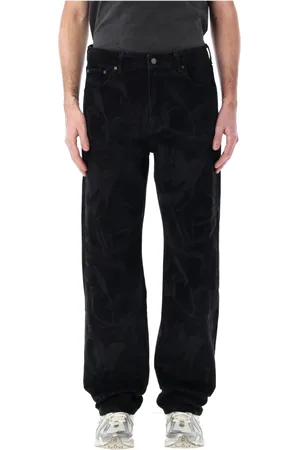 Daily paper Jeans, Herr, S, Bomull, Svarta Blommiga Laser Jeans Rak Passform