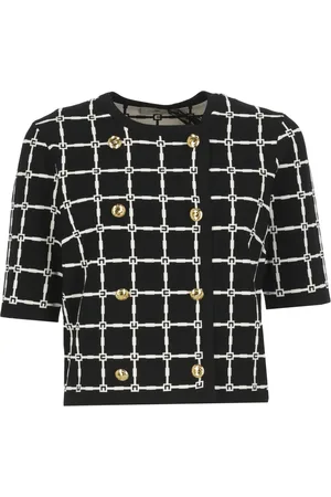 Elisabetta Franchi Stickade tröjor & koftor, Dam, XL, Svart Tröja med Korta ärmar