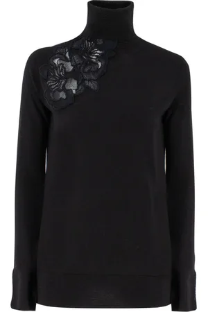 ERMANNO SCERVINO Stickade tröjor & koftor, Dam, S, Floral Spetströja med Spets och Polokrage