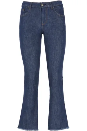 FAY Jeans, Dam, W30, Bomull, Blå bomullsbyxor med bälteshällor