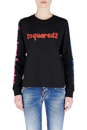 Dsquared2 Sweatshirts & Hoodies, Dam, 2Xs, Bomull, Svart bomulls sweatshirt med logotyp