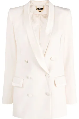 Elisabetta Franchi Jacka, Dam, S, Polyester, , dubbelknäppt kavaj med satindetaljer