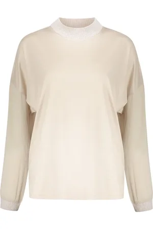 HERNO Stickade tröjor & koftor, Dam, 2Xs, Bomull, Randig Crew-neck Blus med Ribbad Krage