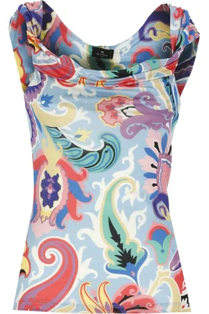 Etro Topp, Dam, XS, Blommig Rundhalsad Topp