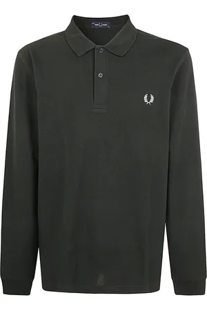 Fred Perry Topp, Herr, XL, Bomull, Mörkgrön Långärmad Pikétröja