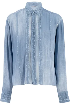 ERMANNO SCERVINO Blusar & Skjortor , Dam, S, Denim, Vintage Spetsskjorta