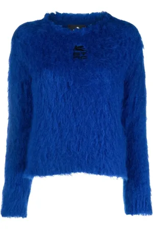 Etro Stickade tröjor & koftor, Dam, M, Kashmir, Embroidered-Logo Long-Sleeve Jumper