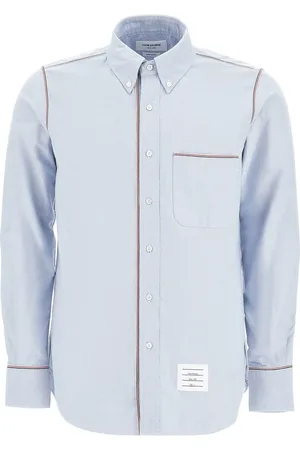 Thom Browne Skjorta, Herr, L, Bomull, Gros-grain Trim Button-down Skjorta