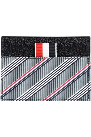 Thom Browne Accessoarer, Herr, ONE Size, Läder, Läderkorthållare med Tricolor-detalj
