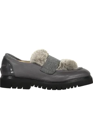 LORENA ANTONIAZZI Skor, Dam, 40 EU, Läder, Päls Läder Loafers Rund Tågummi