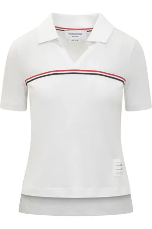 Thom Browne Topp, Dam, 2Xs, Bomull, Kortärmad Pikétröja