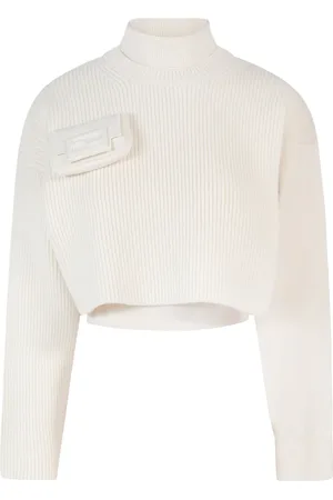 Fendi Stickade tröjor & koftor, Dam, S, Kashmir, Beige Turtleneck Ss23