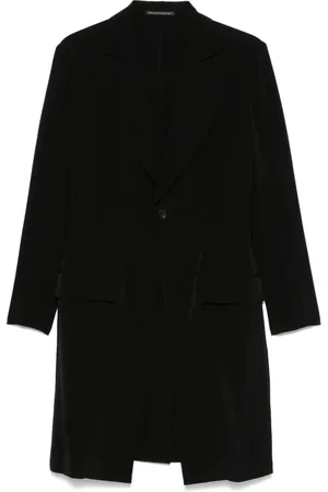 YOHJI YAMAMOTO Kappa, Herr, M, Lyxig Svart Jacka med Peak Revers