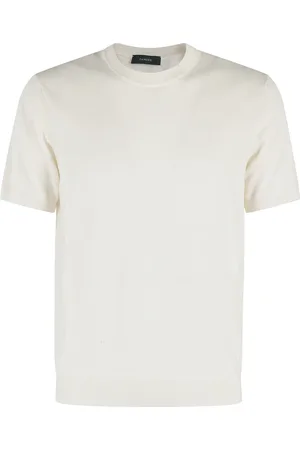 ZANONE Stickade tröjor & koftor, Herr, L, Bomull, Vit Bomullstickad T-shirt