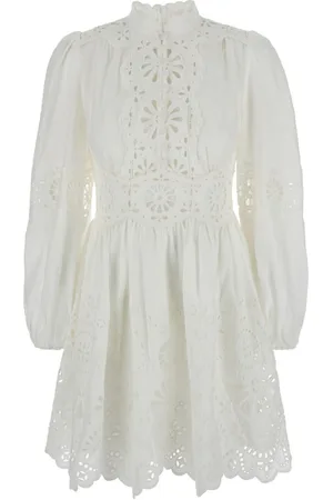 ZIMMERMANN Klänning, Dam, M, Vit Broderie Anglaise Mini Klänning