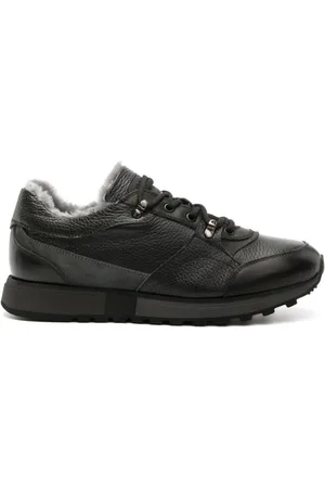 Casadei Skor, Herr, 44 EU, Läder, Svarta lädersneakers med ullfoder