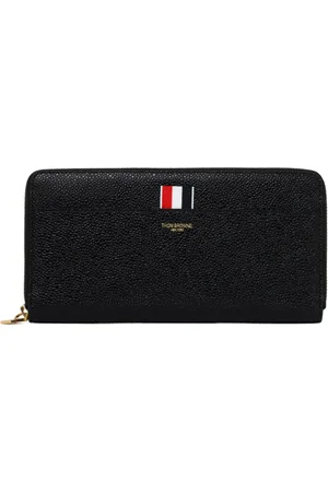 Thom Browne Accessoarer, Dam, ONE Size, Läder, Svart Continental-plånbok med trikolorrand