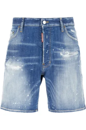 Dsquared2 Shorts, Herr, L, Denim, Tvättade denimshorts i bermudamodell med slitage
