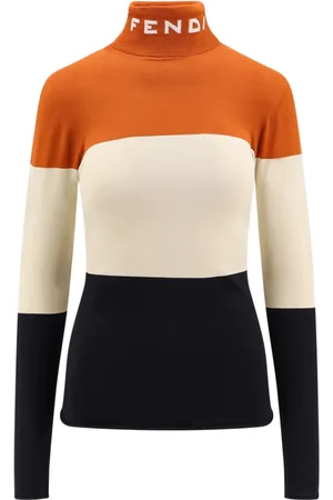 Fendi Stickade tröjor & koftor, Dam, S, Polyester, Polo Neck Tröja