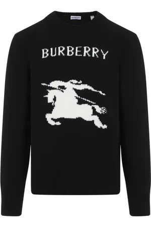 Burberry Stickade tröjor & koftor, Herr, L, Kashmir, Lyxig svart sweatshirt