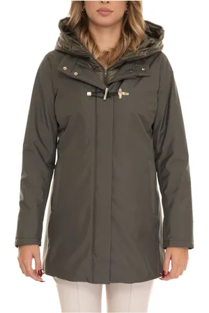 FAY Kappa, Dam, L, Polyester, Toggle Coat med avtagbar krage