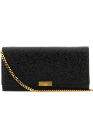Thom Browne Väska, Dam, ONE Size, Läder, Logo Plaque Foldover Top Clutch Bag