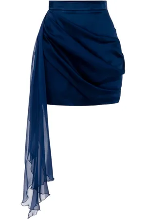 Elisabetta Franchi Kjol, Dam, M, Satin Slim Fit Draped Mini Skirt