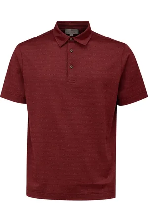 CANALI Topp, Herr, L, Bomull, Burgundy Kortärmad Pikétröja