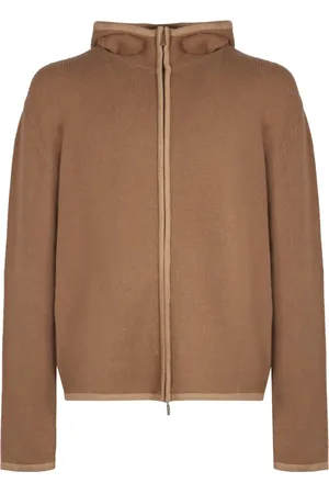 Salvatore Ferragamo Stickade tröjor & koftor, Herr, L, Kashmir, Huvad Cashmere Cardigan med Dragkedja
