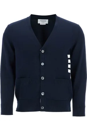 Thom Browne Stickade tröjor & koftor, Herr, M, Bomull, 4-Bar Bomullskofta med Tricolor-detalj