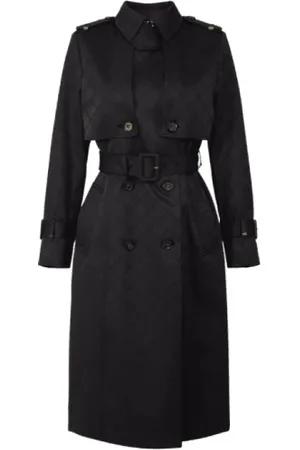 Elisabetta Franchi Kappa, Dam, S, Polyester, Jacquard Technical Fabric Trench med Bälte