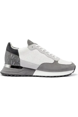 Mallet Skor, Herr, 43 EU, Läder, Popham Perf Grå Silver Sneakers