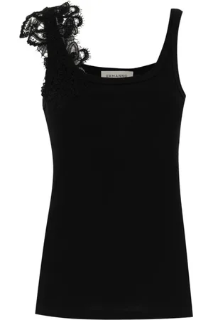 ERMANNO SCERVINO Topp, Dam, M, Polyester, Floral Lace Applique Slim Fit Top