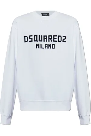 Dsquared2 Sweatshirts & Hoodies, Herr, M, Bomull, Sweatshirt med logga och sammetslen finish